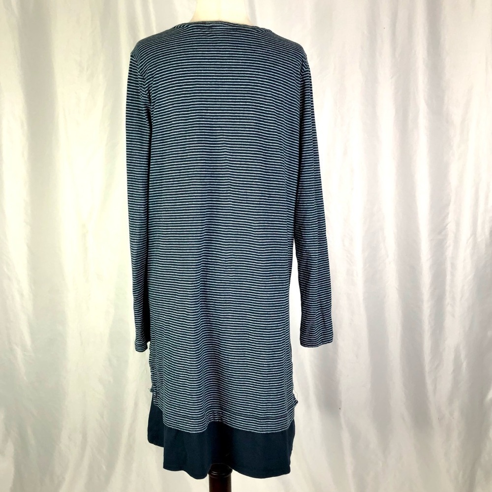 J. Jill t-shirt dress long sleeves double hem navy sky blue stripes L - Picture 4 of 9